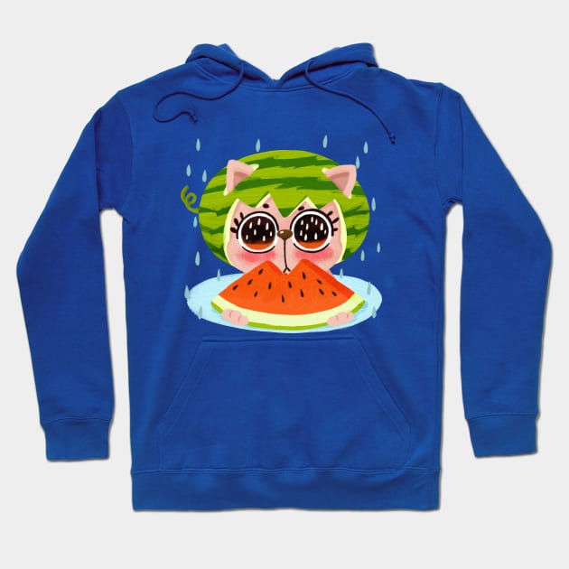 Watermelon Kitty Hoodie by BBvineart